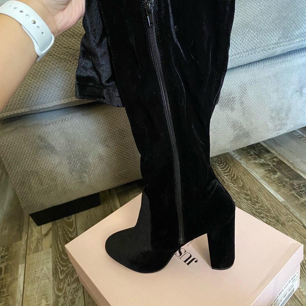 Black velvet boots